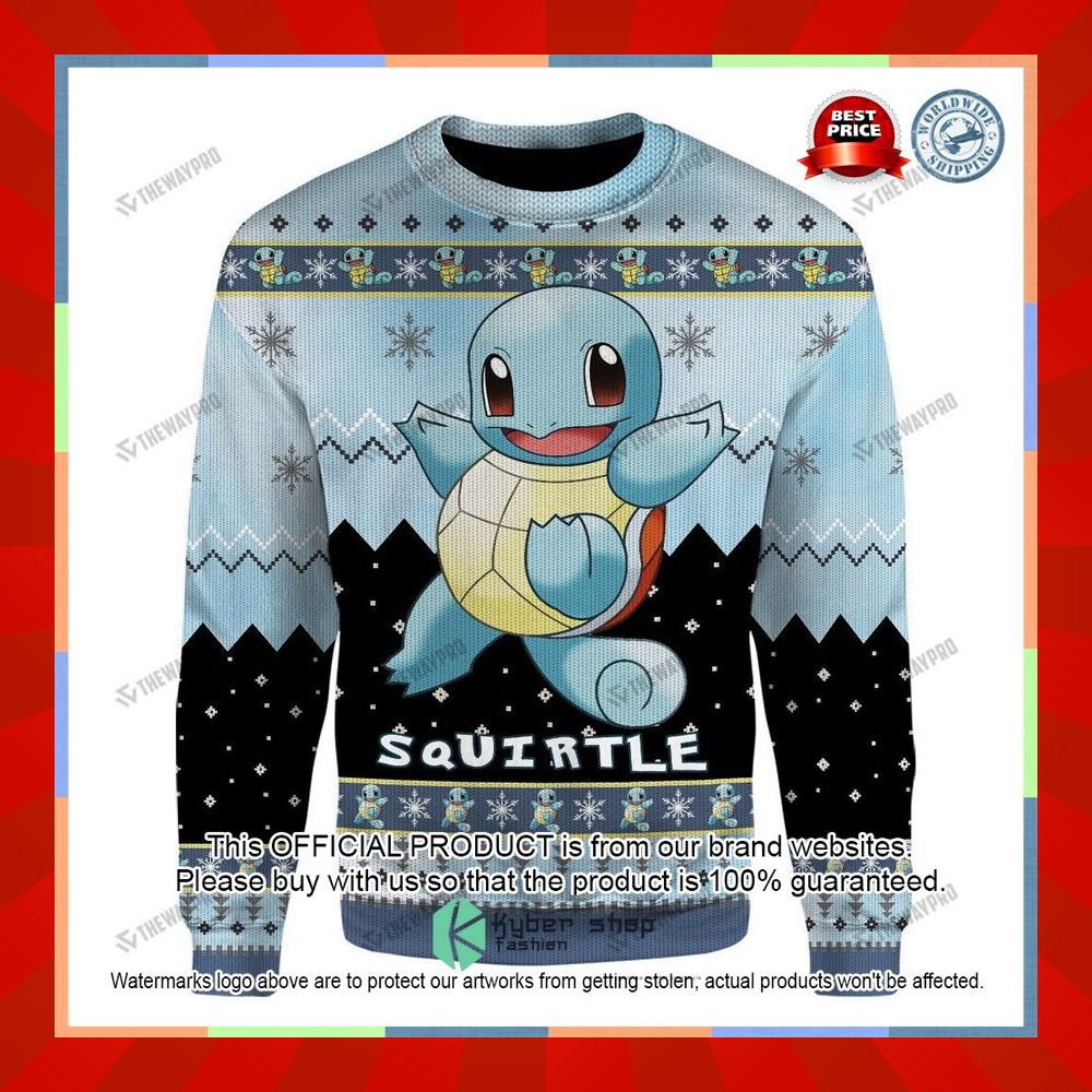 Squirtle blue black Christmas Sweater 15