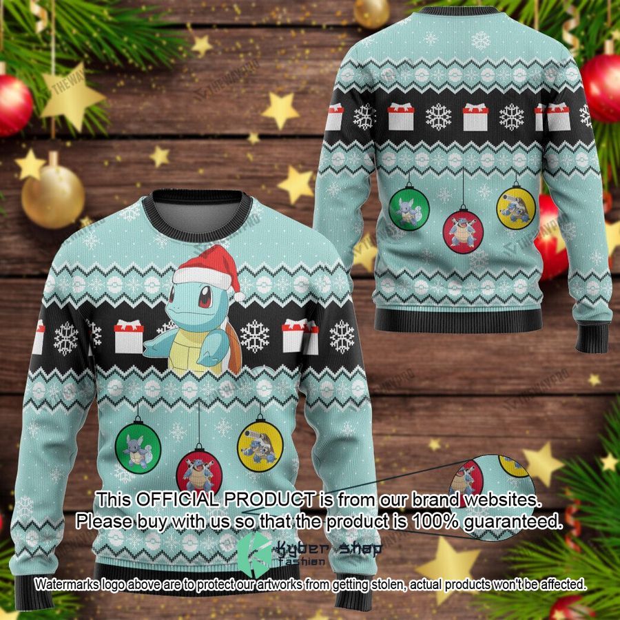 Squirtle Evolution Ornament Christmas Sweater word3
