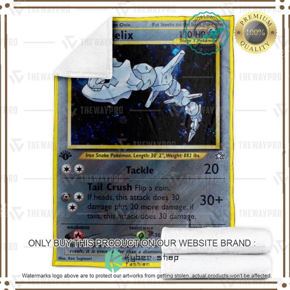 Steelix 1st Edition Custom Pokemon Soft Blanket 3 steelix 1st edition custom pokemon soft blanket 3 42642