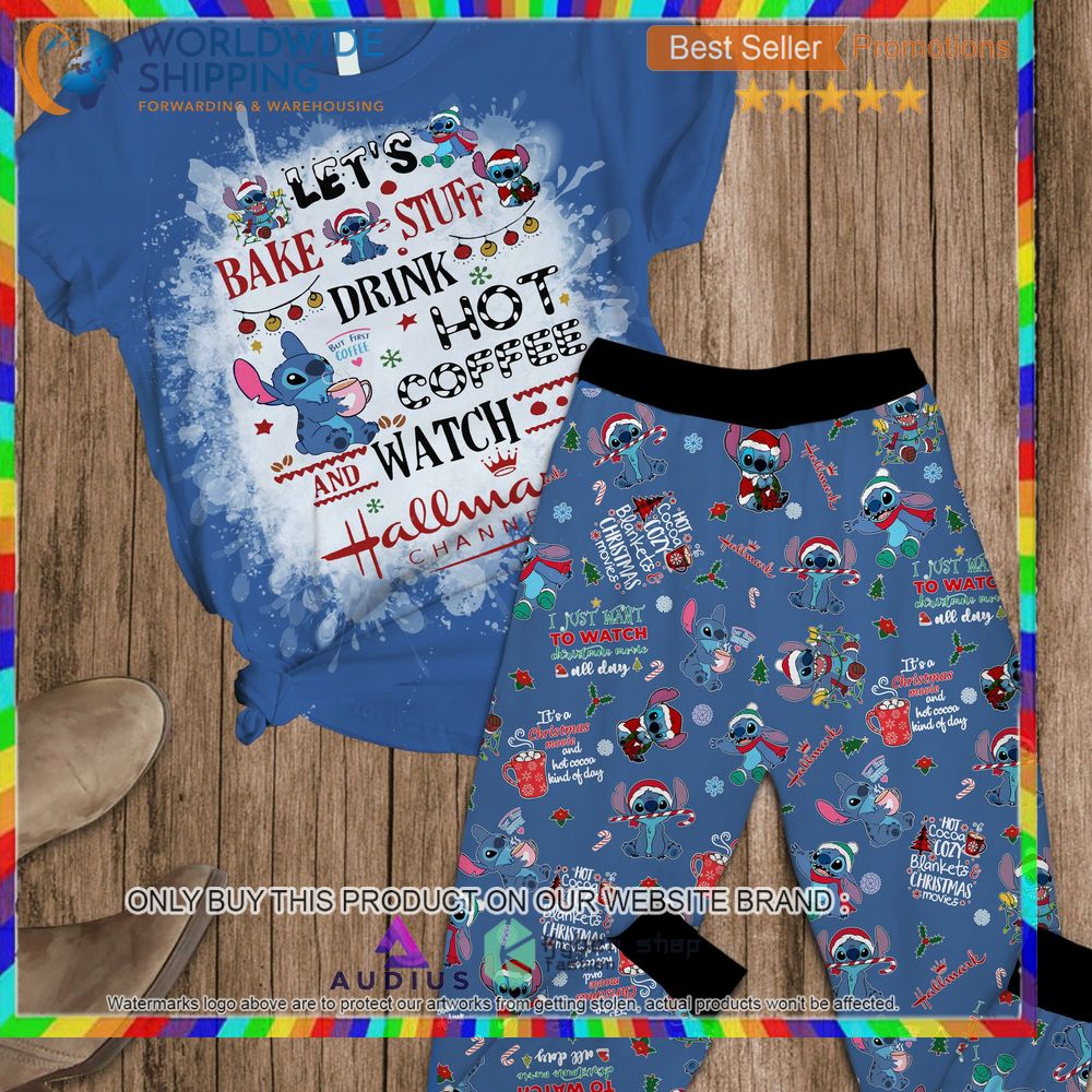 stitch lets bake stuff drink hot coffee and watch hallmark channel pajamas set 1 80129