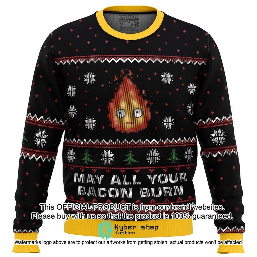 Studio Ghibli May All Your Bacon Burn Calcifer Sweater Christmas 10