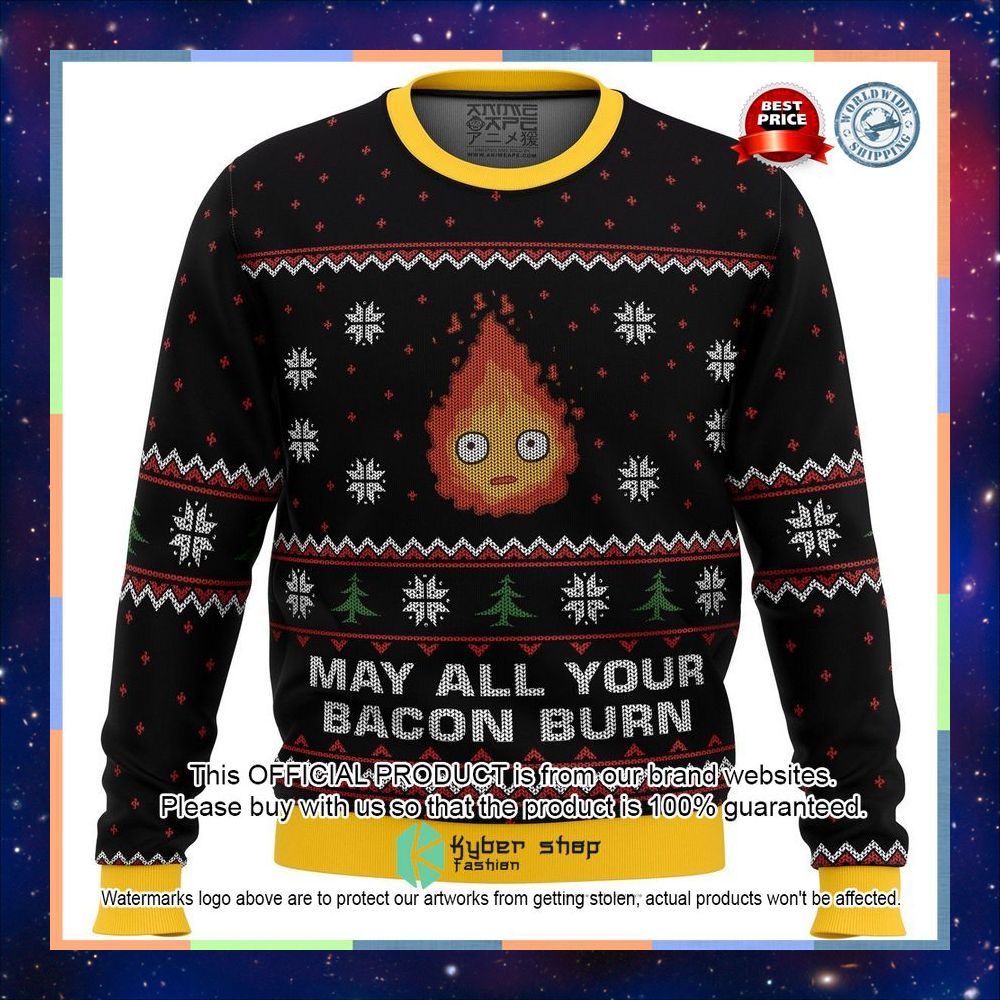 Studio Ghibli May All Your Bacon Burn Calcifer Sweater Christmas 2
