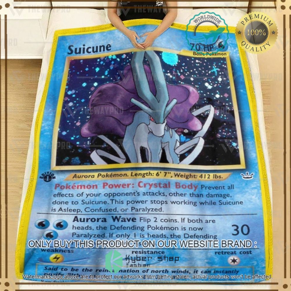 suicune holo 1st edition custom pokemon soft blanket 2 38106