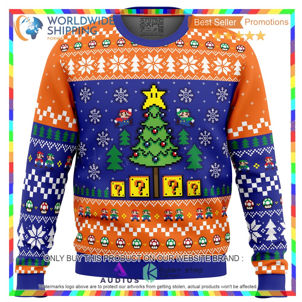 super bros christmas super mario bros ugly christmas sweater 2 73075