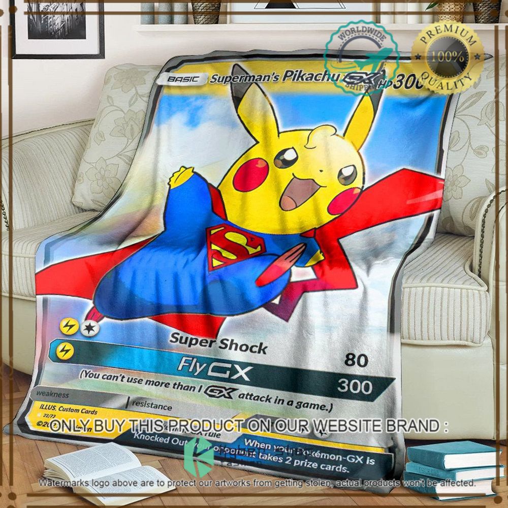 supermans pikachu custom anime pokemon soft blanket 1 79411