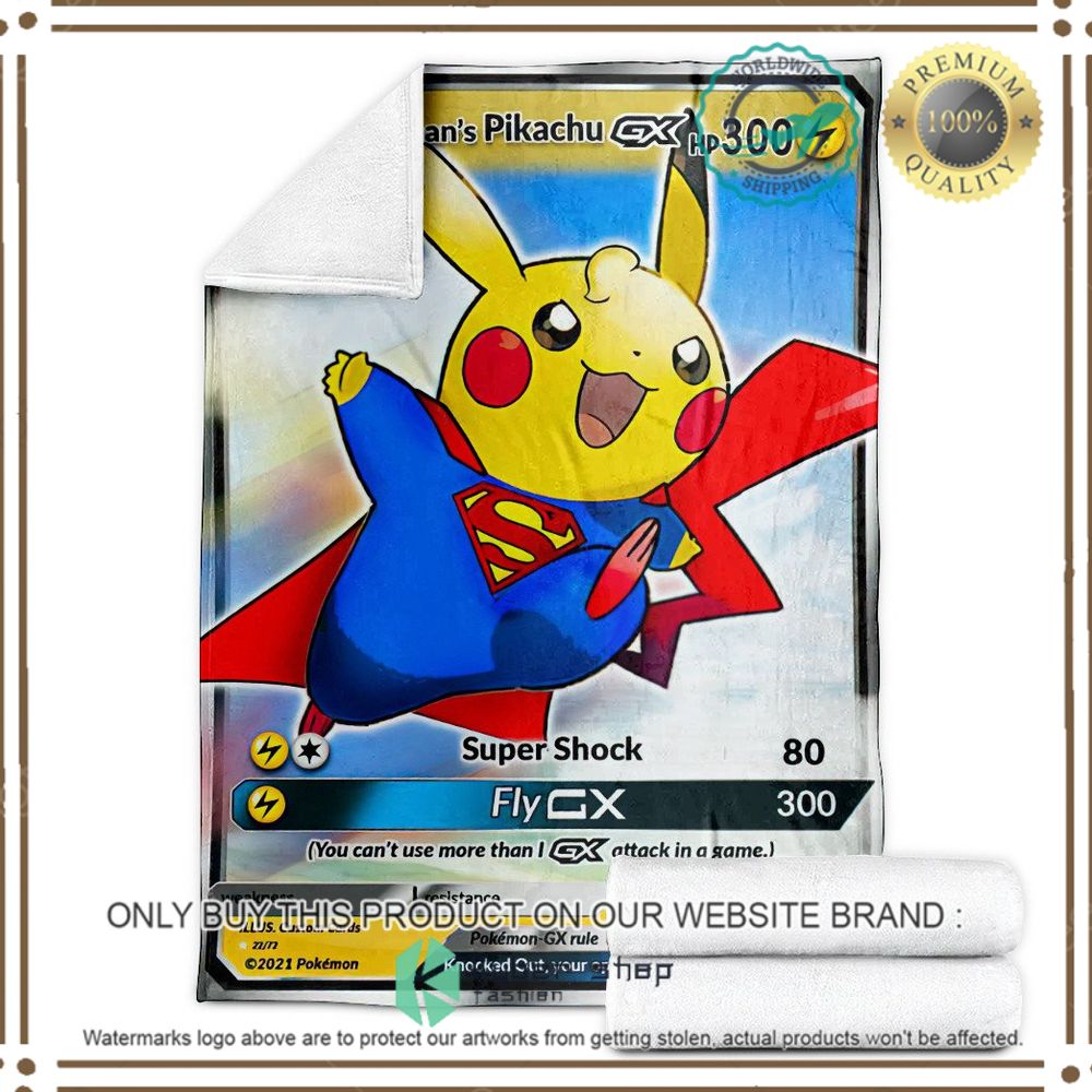 Superman's Pikachu Custom Anime Pokemon Soft Blanket 3 supermans pikachu custom anime pokemon soft blanket 3 69885