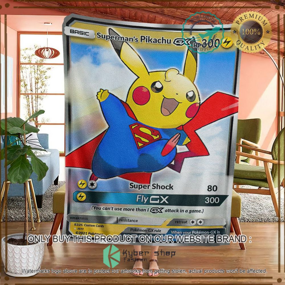 Superman's Pikachu Custom Anime Pokemon Soft Blanket 4 supermans pikachu custom anime pokemon soft blanket 4 26637