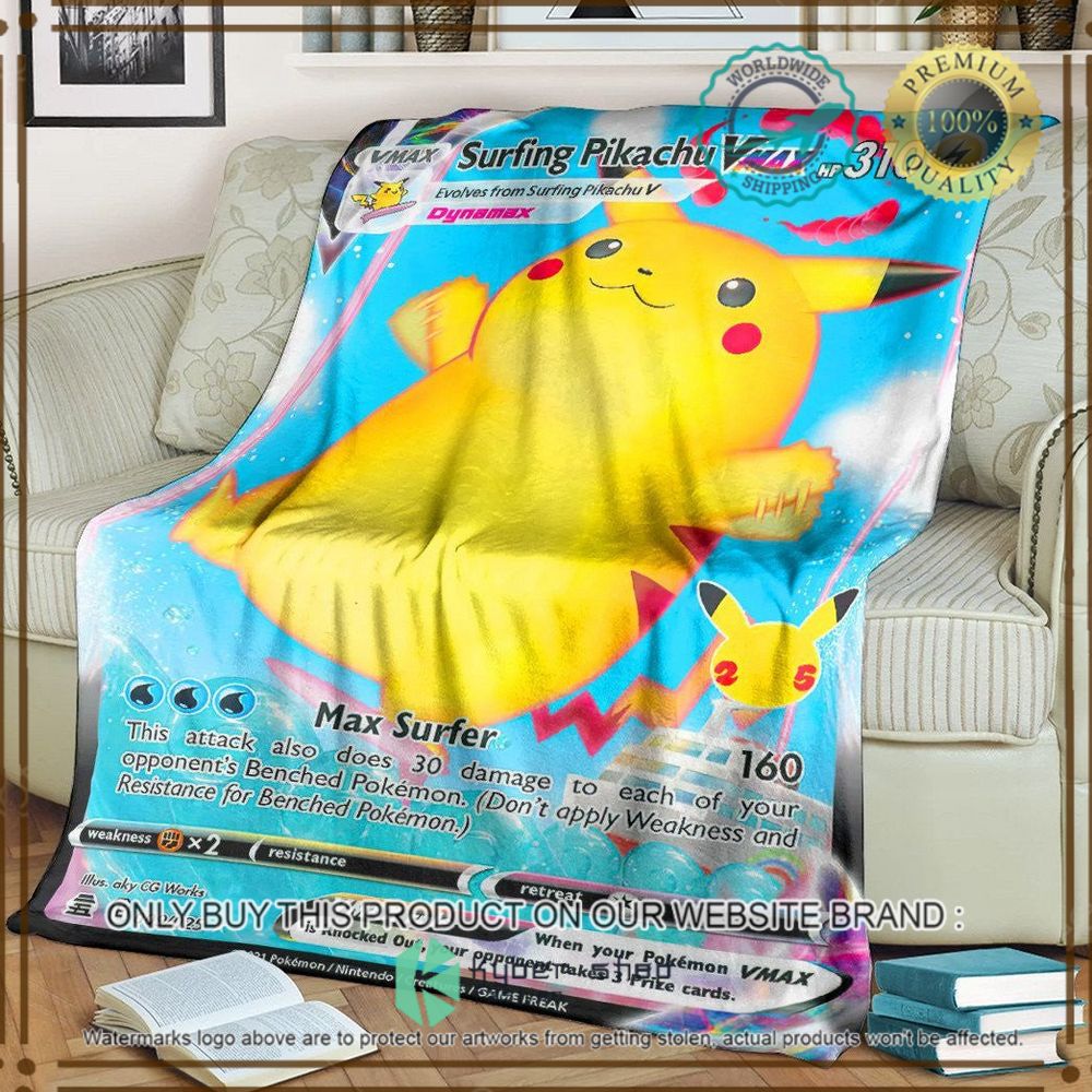 surfing pikachu vmax custom pokemon soft blanket 1 65649