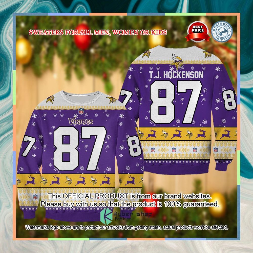 T.J. Hockenson Minnesota Vikings Christmas Sweater 3 T.J. Hockenson Minnesota Vikings Christmas Sweater word2