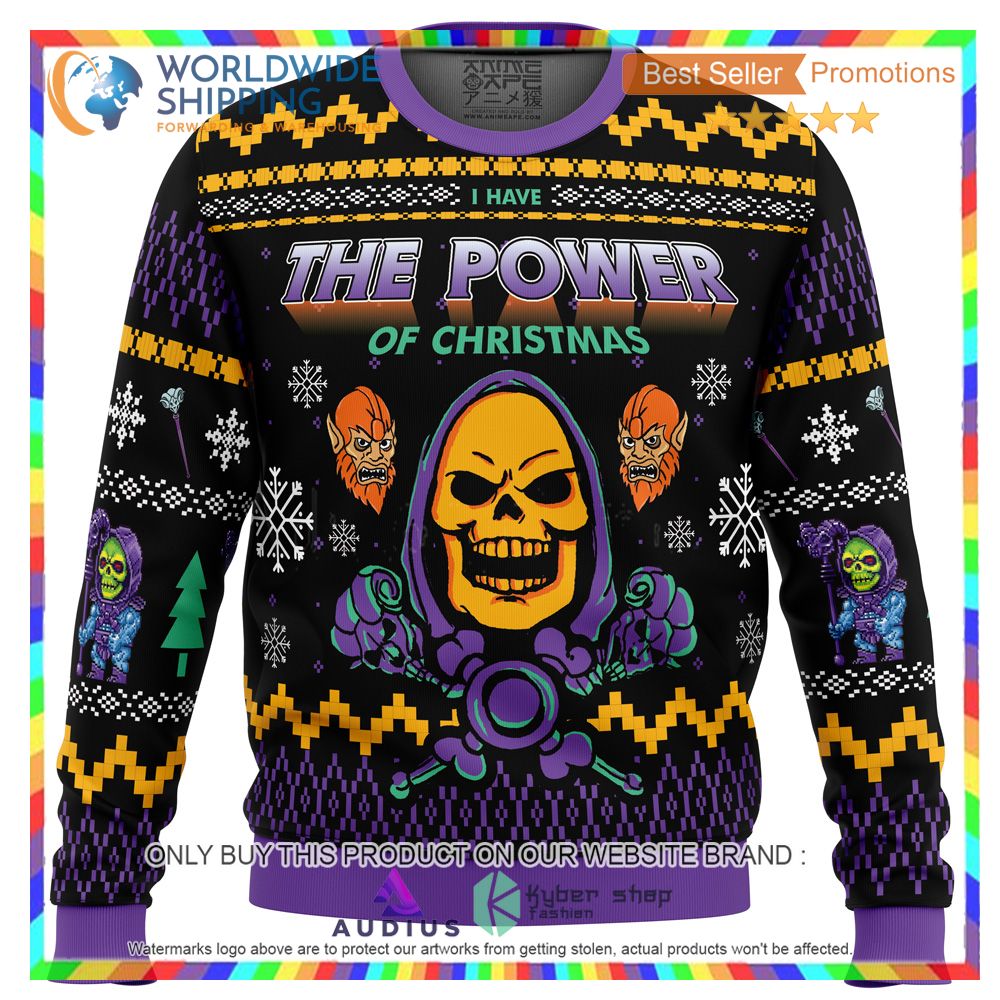 the evil power of christmas he man ugly christmas sweater 1 54506