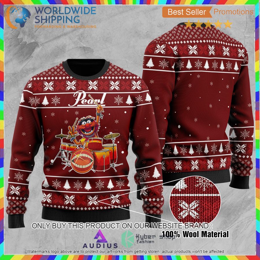 the muppet show pearl drums all over print ugly christmas sweater 1 66999