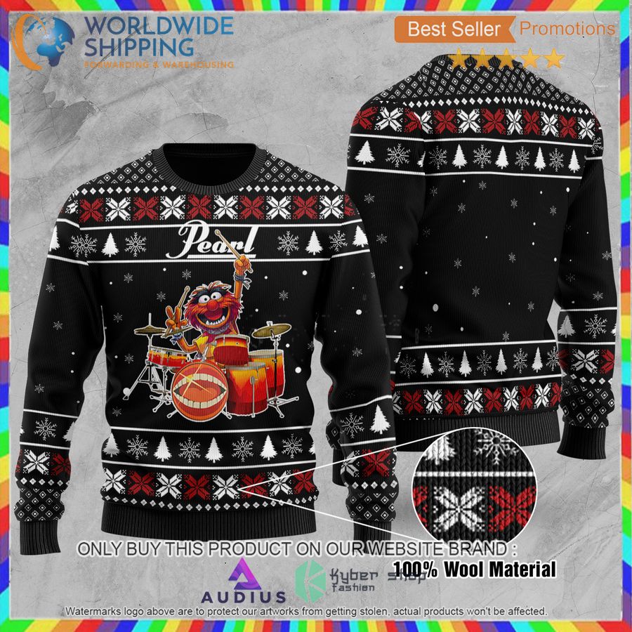 the muppet show pearl drums all over print ugly christmas sweater 2 8468