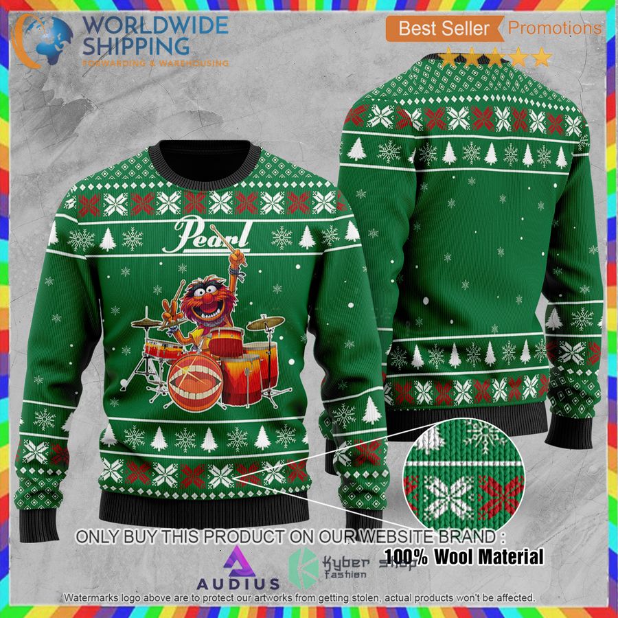 The Muppet Show Animal Pearl Drums Ugly Christmas Sweater 4 the muppet show pearl drums all over print ugly christmas sweater 4 50001