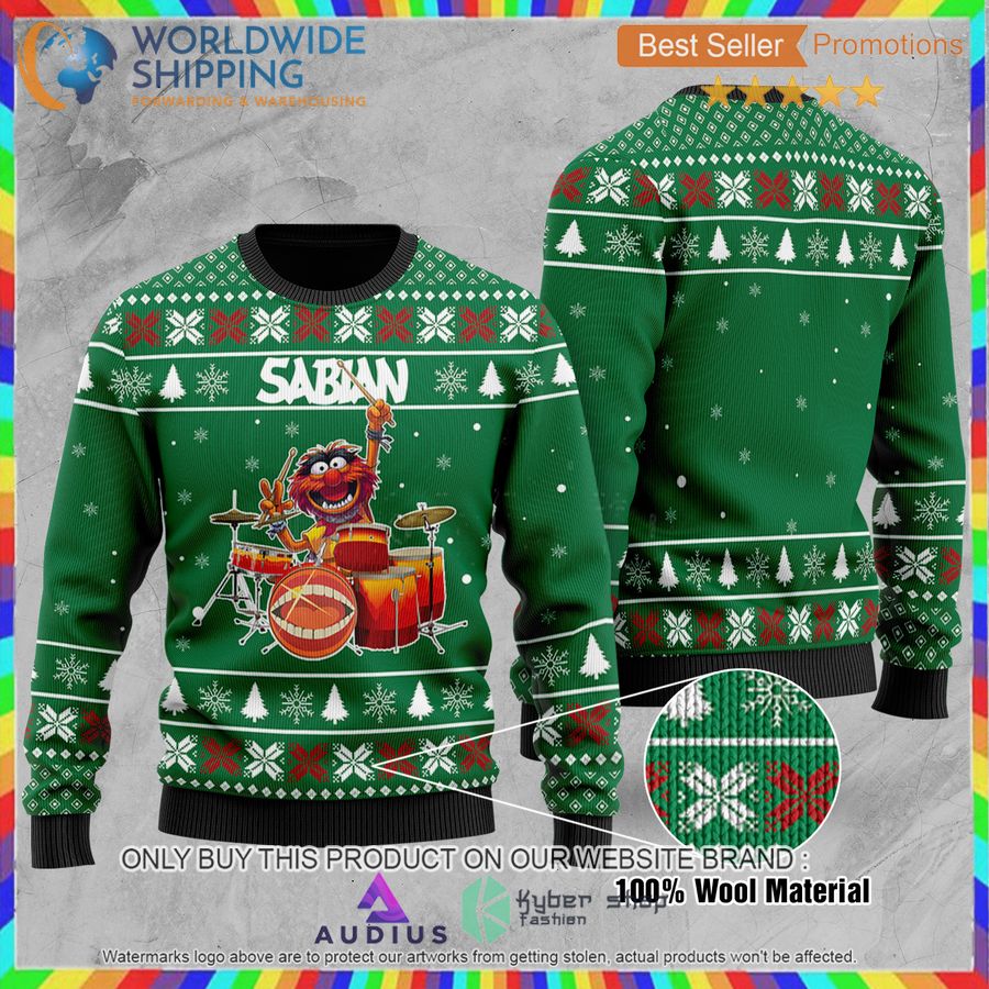 The Muppet Show Animal Sabian Drums Ugly Christmas Sweater 4 the muppet show sabian drums all over print ugly christmas sweater 4 32150