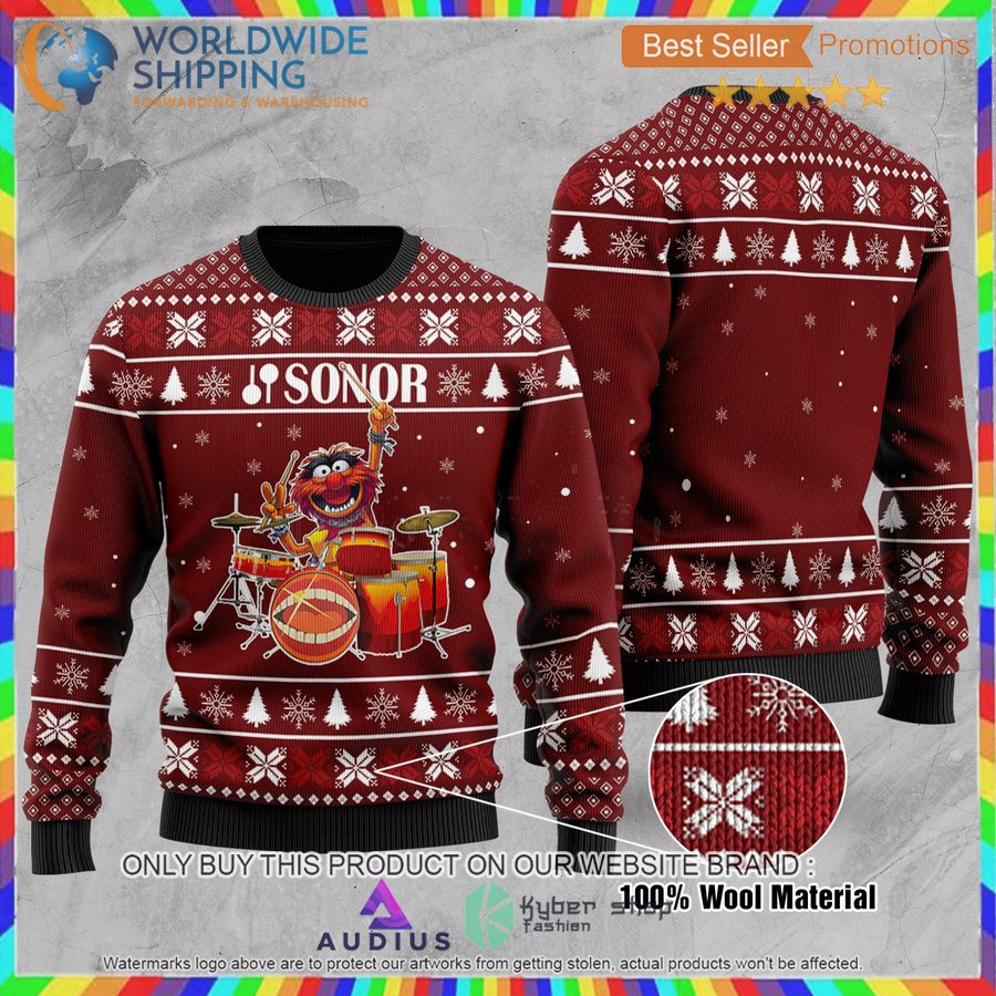 the muppet show sonor drums all over print ugly christmas sweater 1 33704