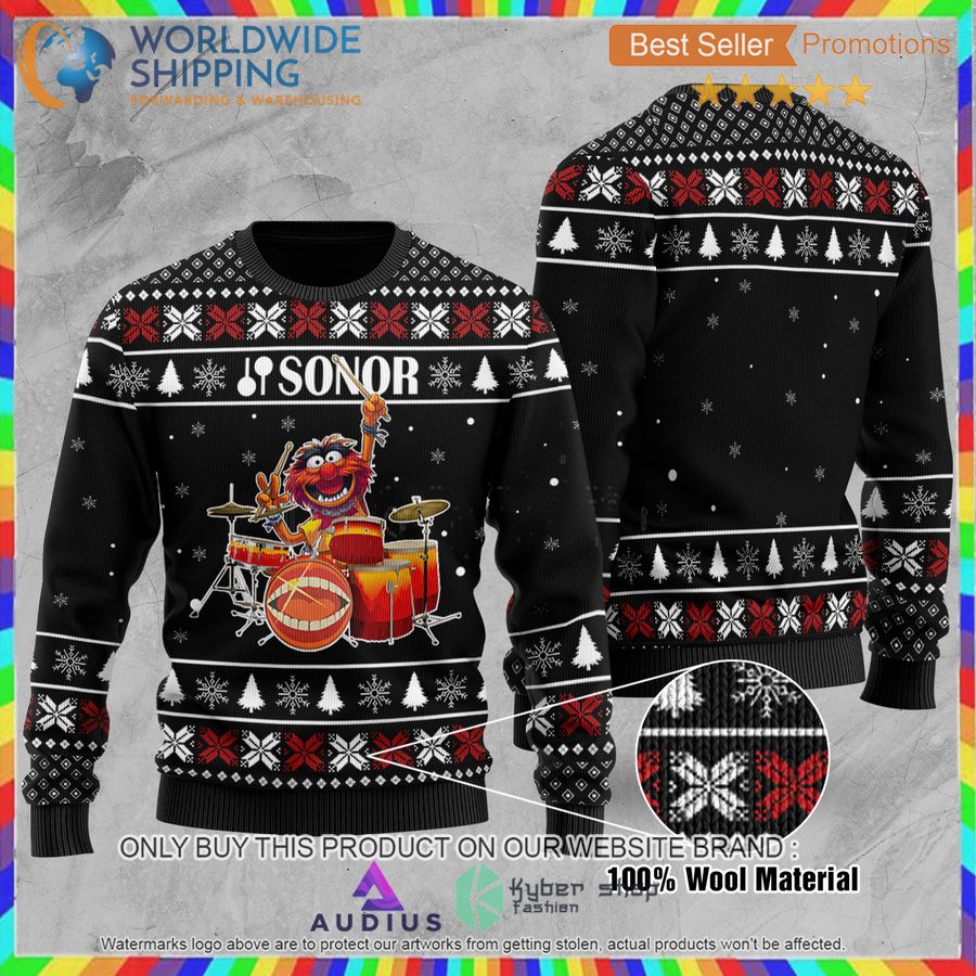 the muppet show sonor drums all over print ugly christmas sweater 2 7631