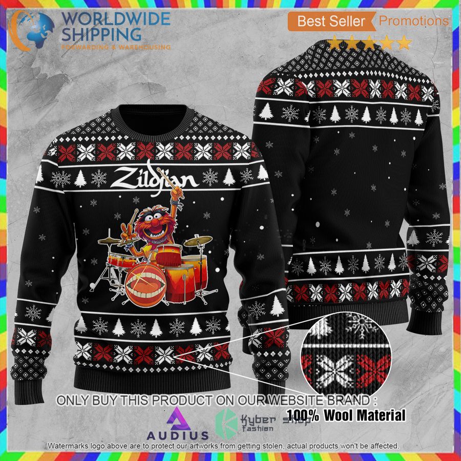 the muppet show zildjian drums all over print ugly christmas sweater 2 17400