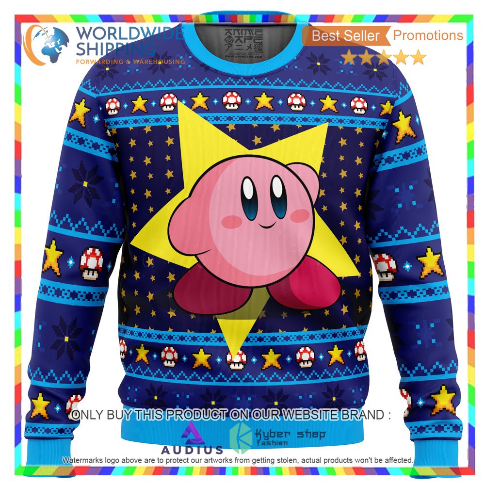 the pink hero kirbys dream land ugly christmas sweater 1 85983