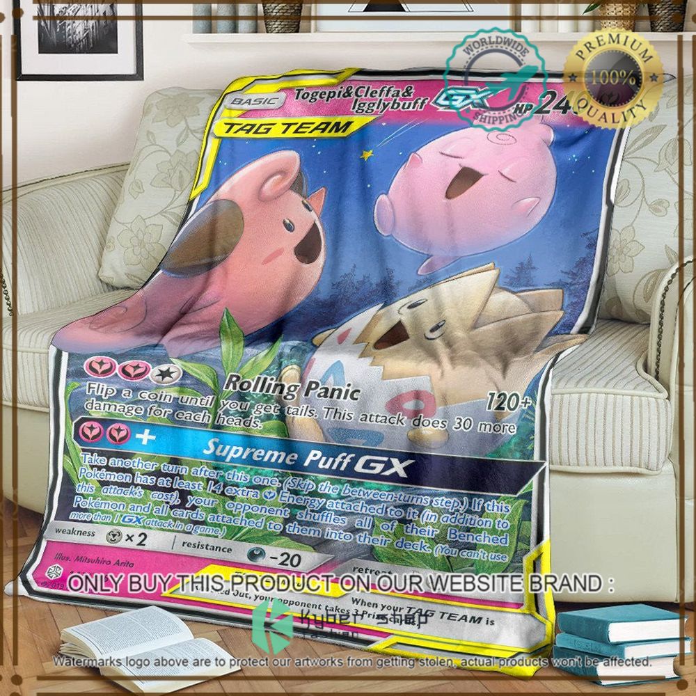 togepi and cleffa and igglybuff gx cosmic eclipse custom pokemon soft blanket 1 43310