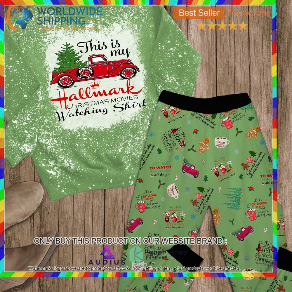 truck this is my hallmark christmas movie watching shirt green pajamas set 2 44633