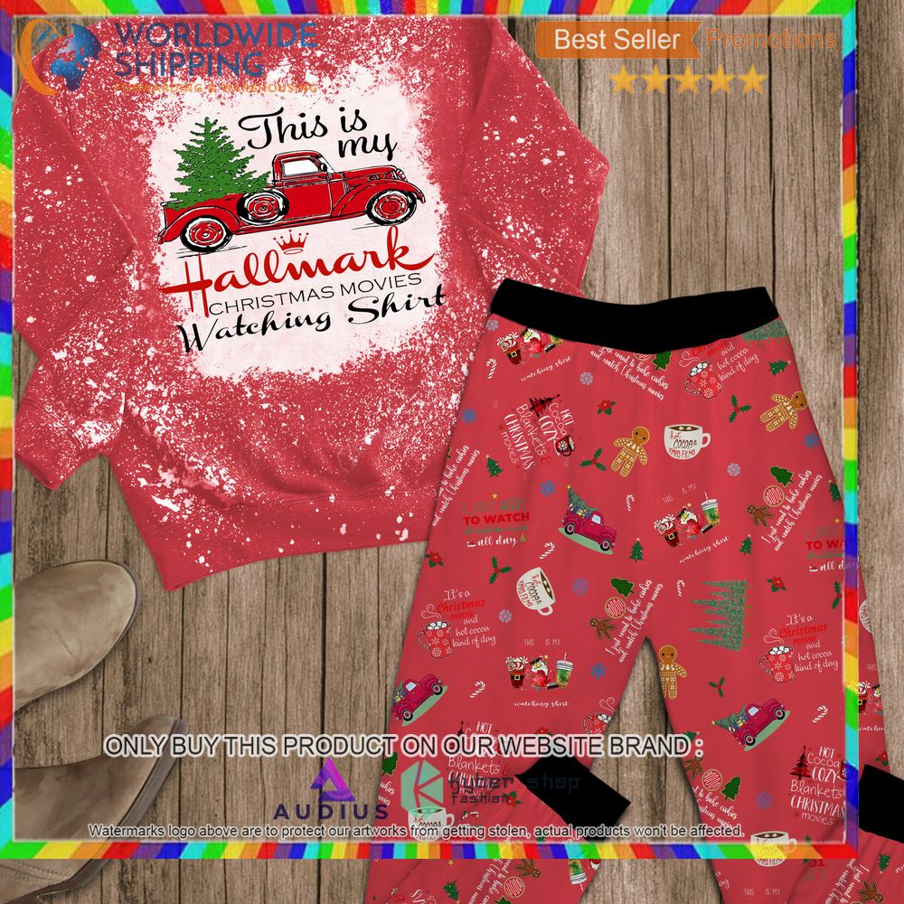 truck this is my hallmark christmas movie watching shirt pink pajamas set 2 52924
