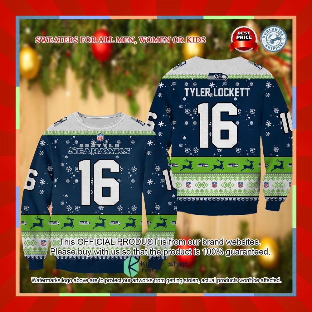 Tyler Lockett Seattle Seahawks Christmas Sweater 2