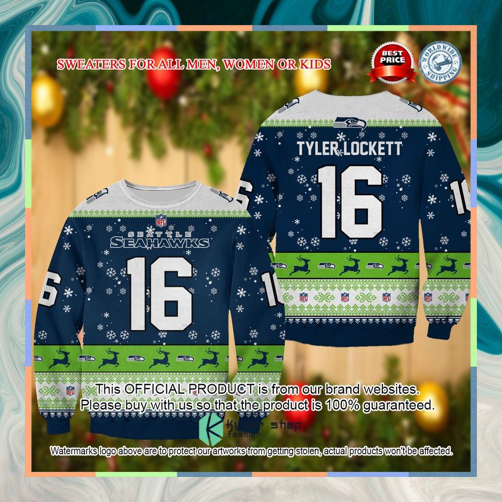 Tyler Lockett Seattle Seahawks Christmas Sweater 3