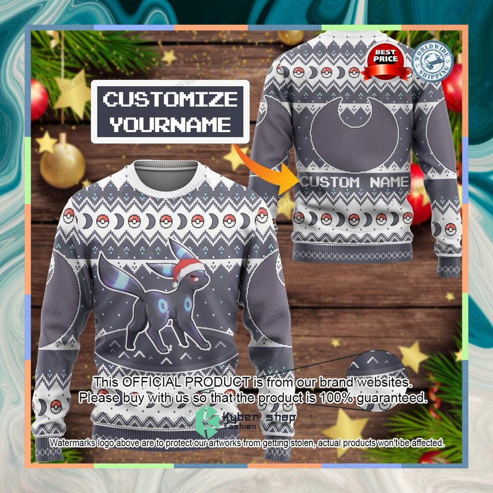Umbreon Custom Name Christmas Sweater 5