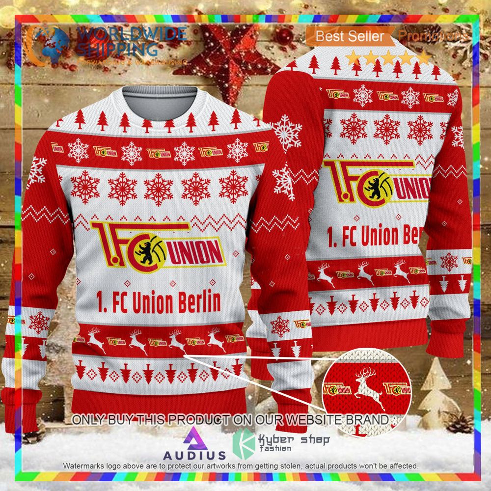 union berlin white red ugly christmas sweater 1 10740