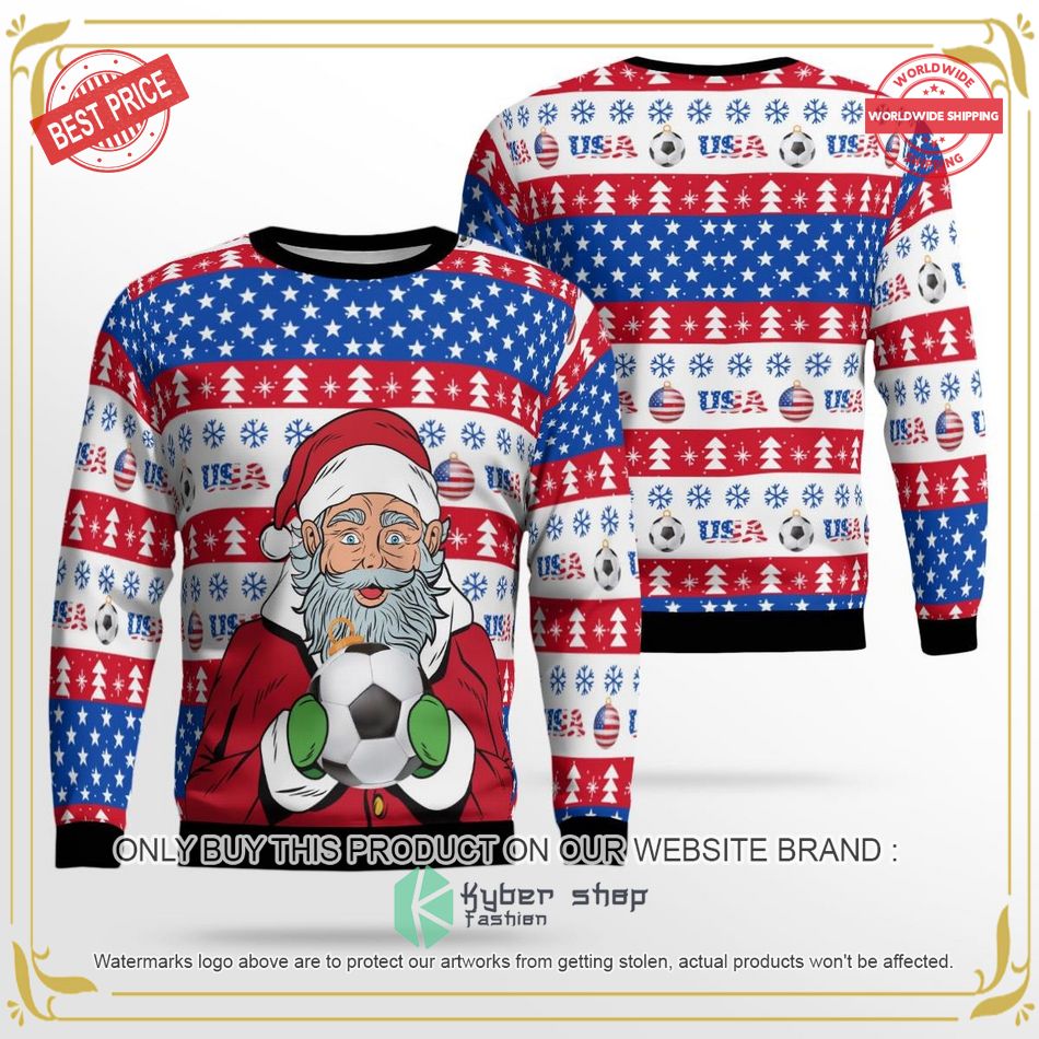 Usa Football Santa Claus Ugly Christmas Sweater 13 usa football santa claus ugly christmas sweater 1 77780