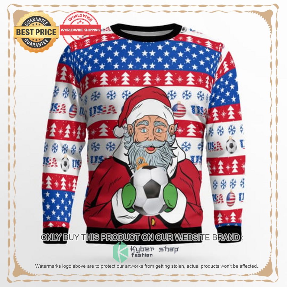 usa football santa claus ugly christmas sweater 2 59309