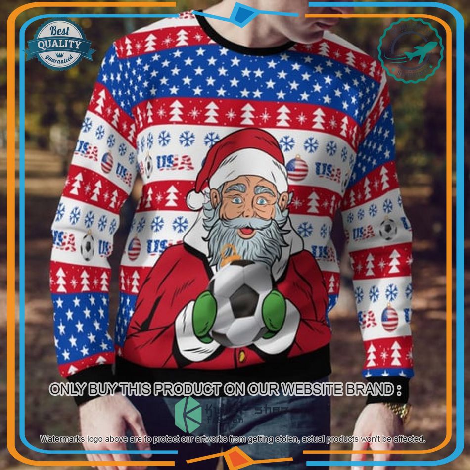 Usa Football Santa Claus Ugly Christmas Sweater 10 usa football santa claus ugly christmas sweater 4 80038