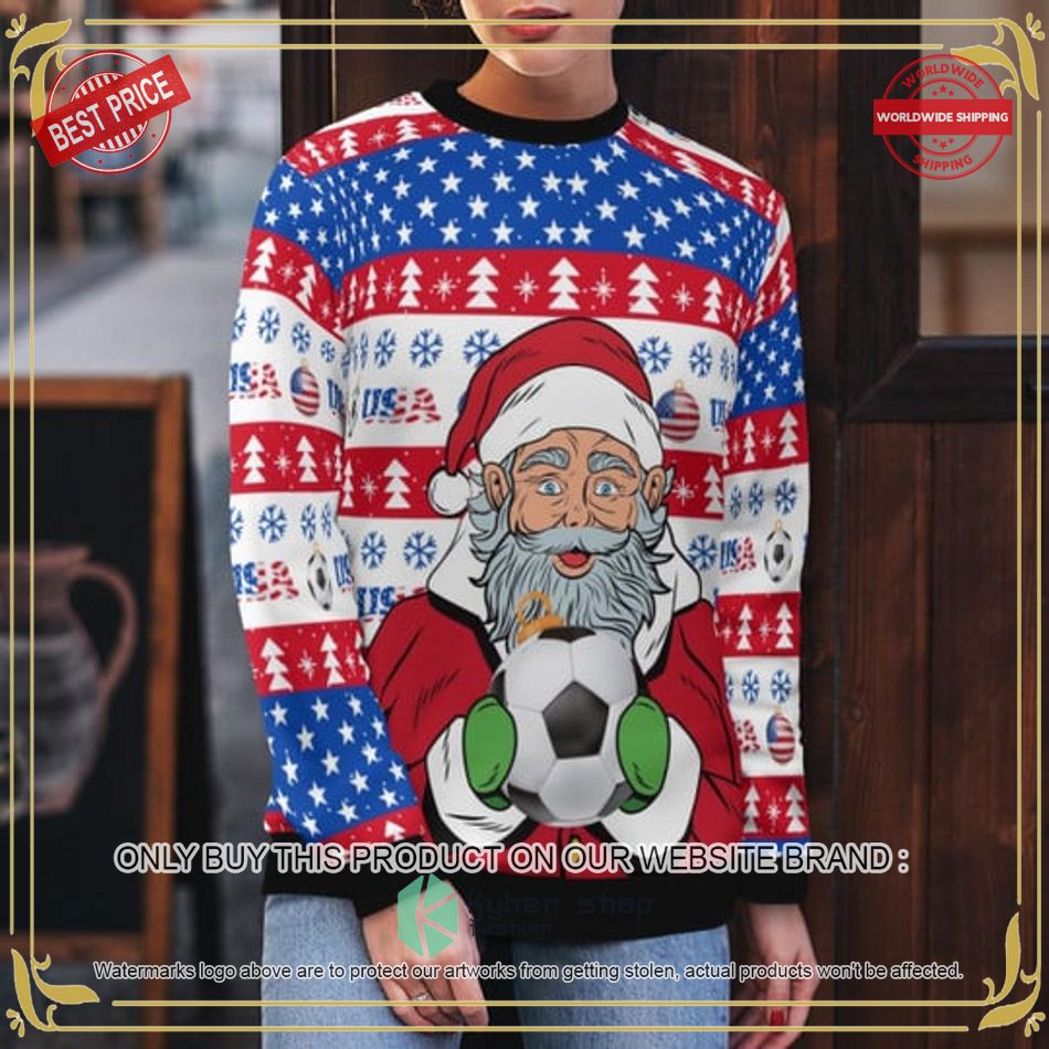 Usa Football Santa Claus Ugly Christmas Sweater 17 usa football santa claus ugly christmas sweater 5 76192