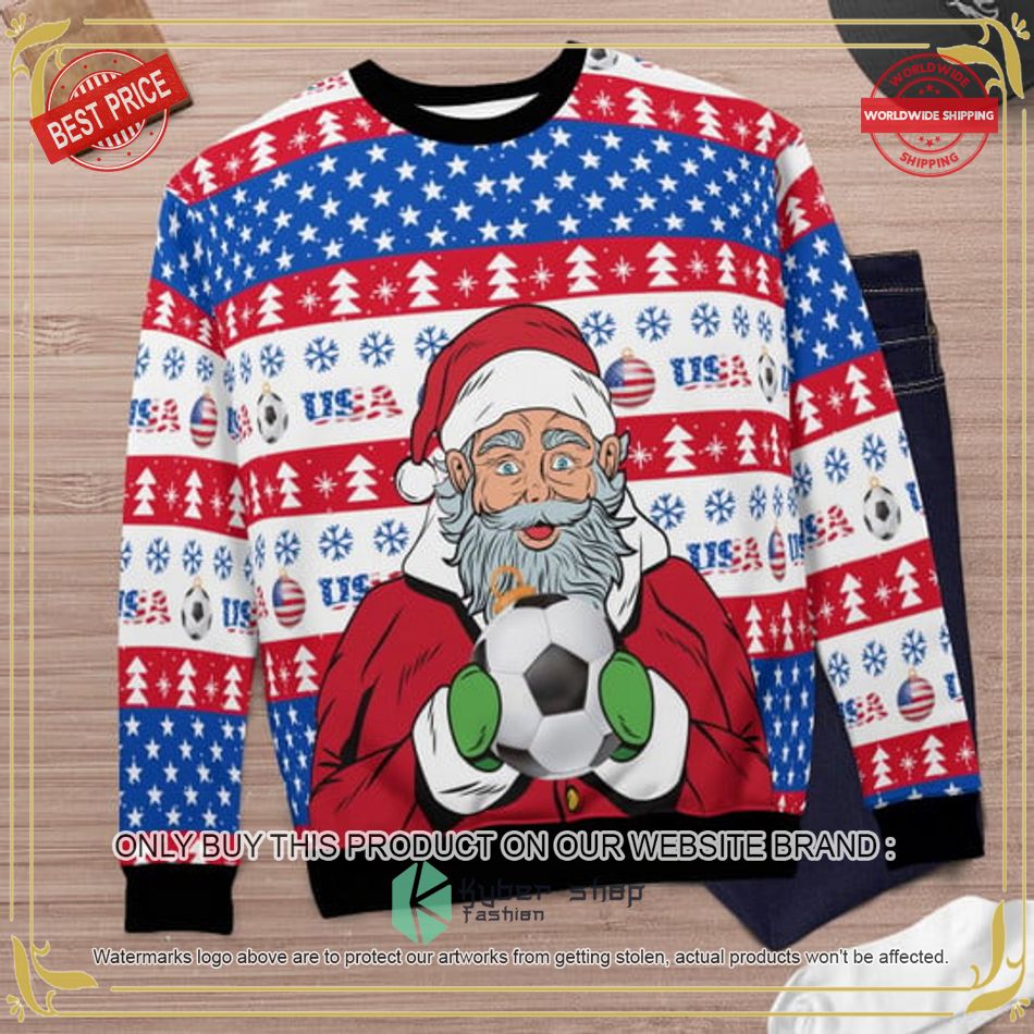 Usa Football Santa Claus Ugly Christmas Sweater 18 usa football santa claus ugly christmas sweater 6 63798