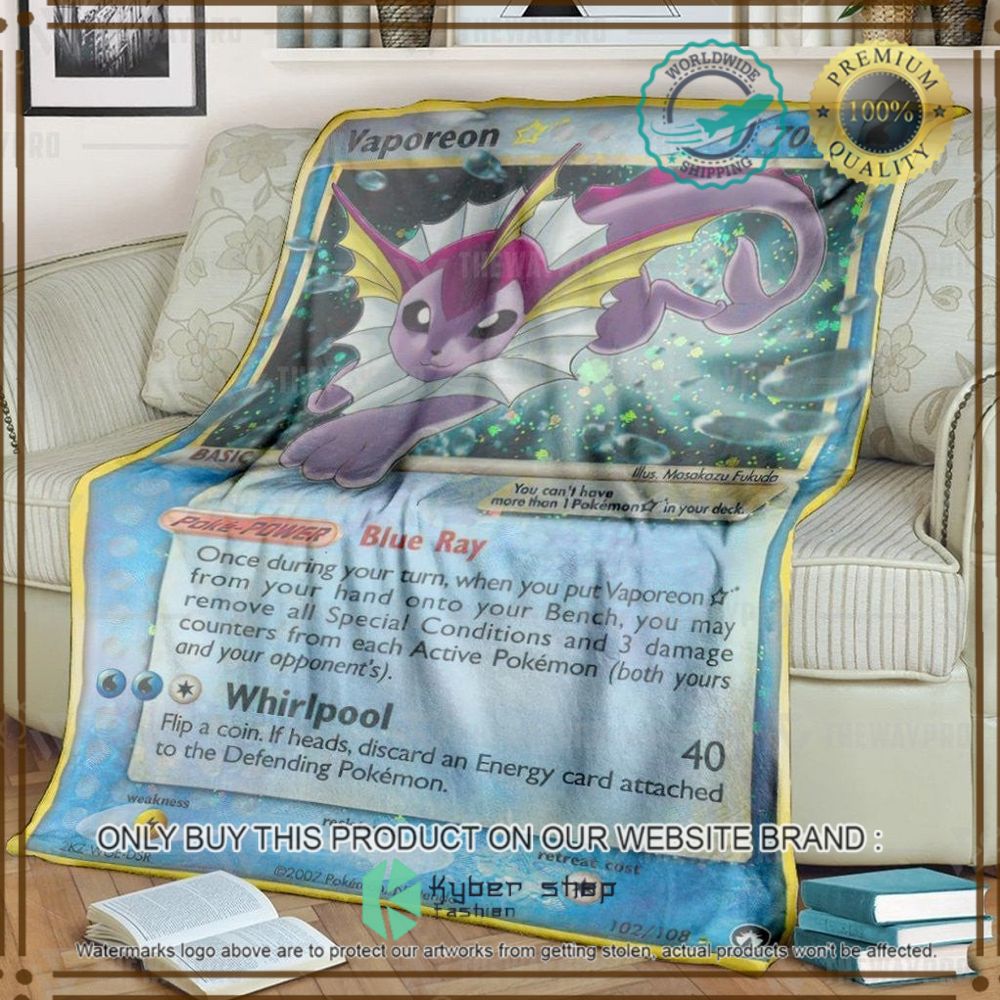 vaporeon gold star custom pokemon soft blanket 1 62648