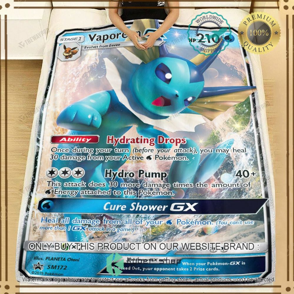 vaporeon gx sun and moon promos custom pokemon soft blanket 2 67986