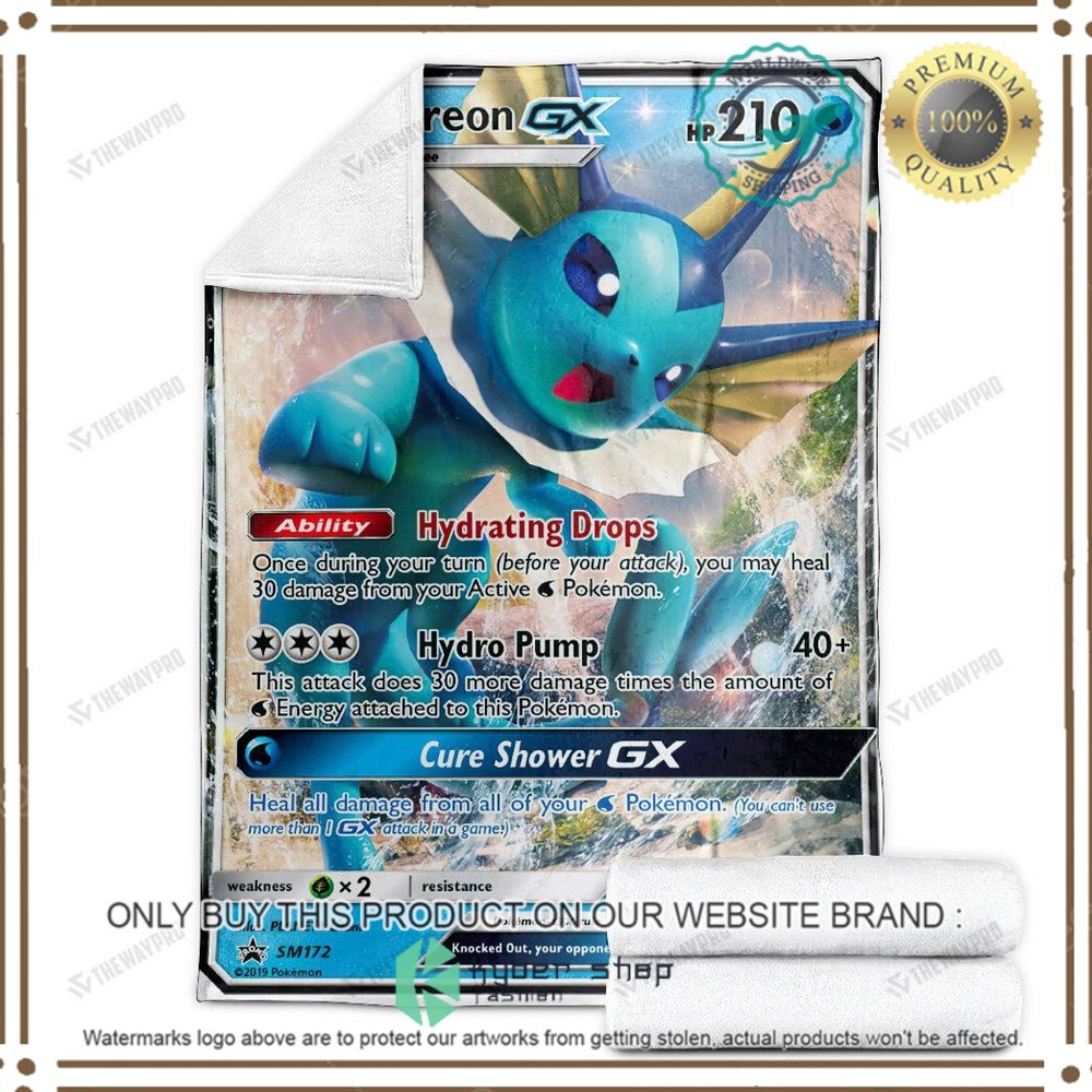 Vaporeon-GX Sun and Moon Promos Custom Pokemon Soft Blanket 3 vaporeon gx sun and moon promos custom pokemon soft blanket 3 65449