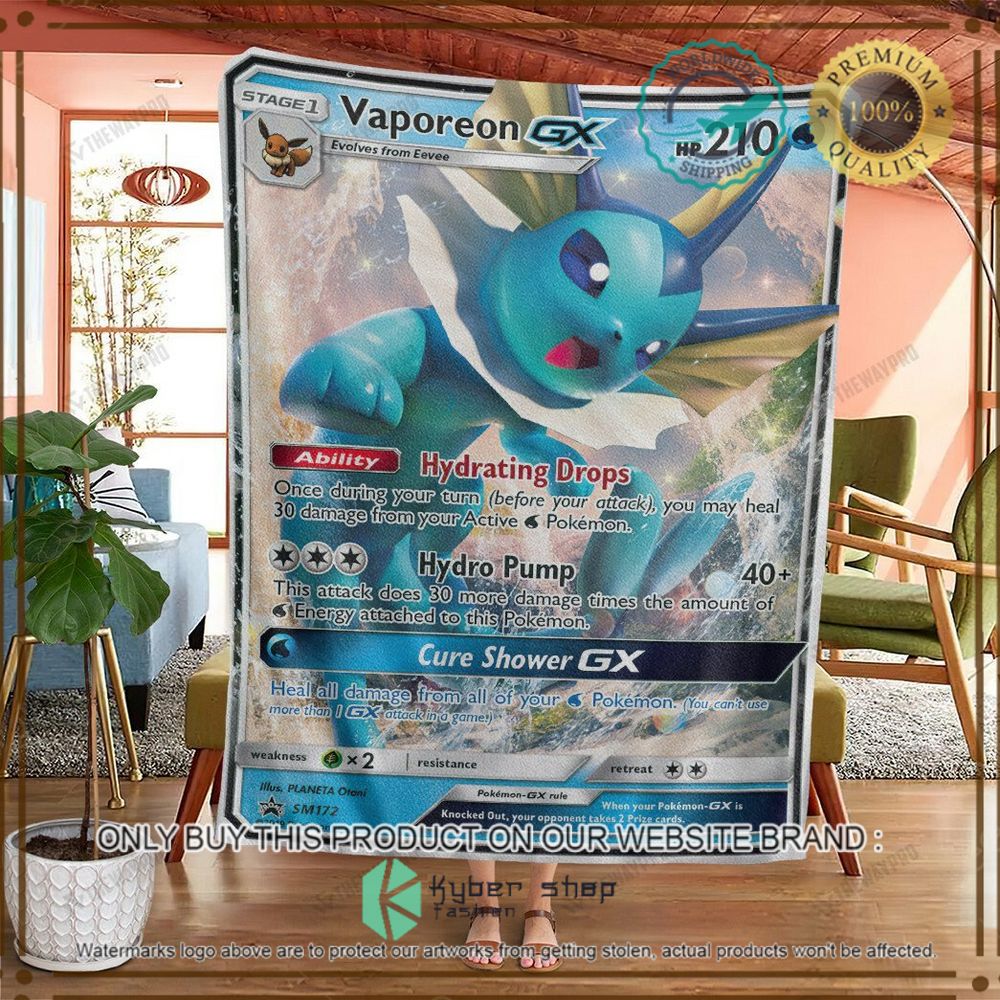 Vaporeon-GX Sun and Moon Promos Custom Pokemon Soft Blanket 4 vaporeon gx sun and moon promos custom pokemon soft blanket 4 83407