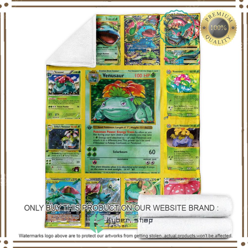 Venusaur Cards Custom Pokemon Soft Blanket 4 venusaur cards custom pokemon soft blanket 4 41289