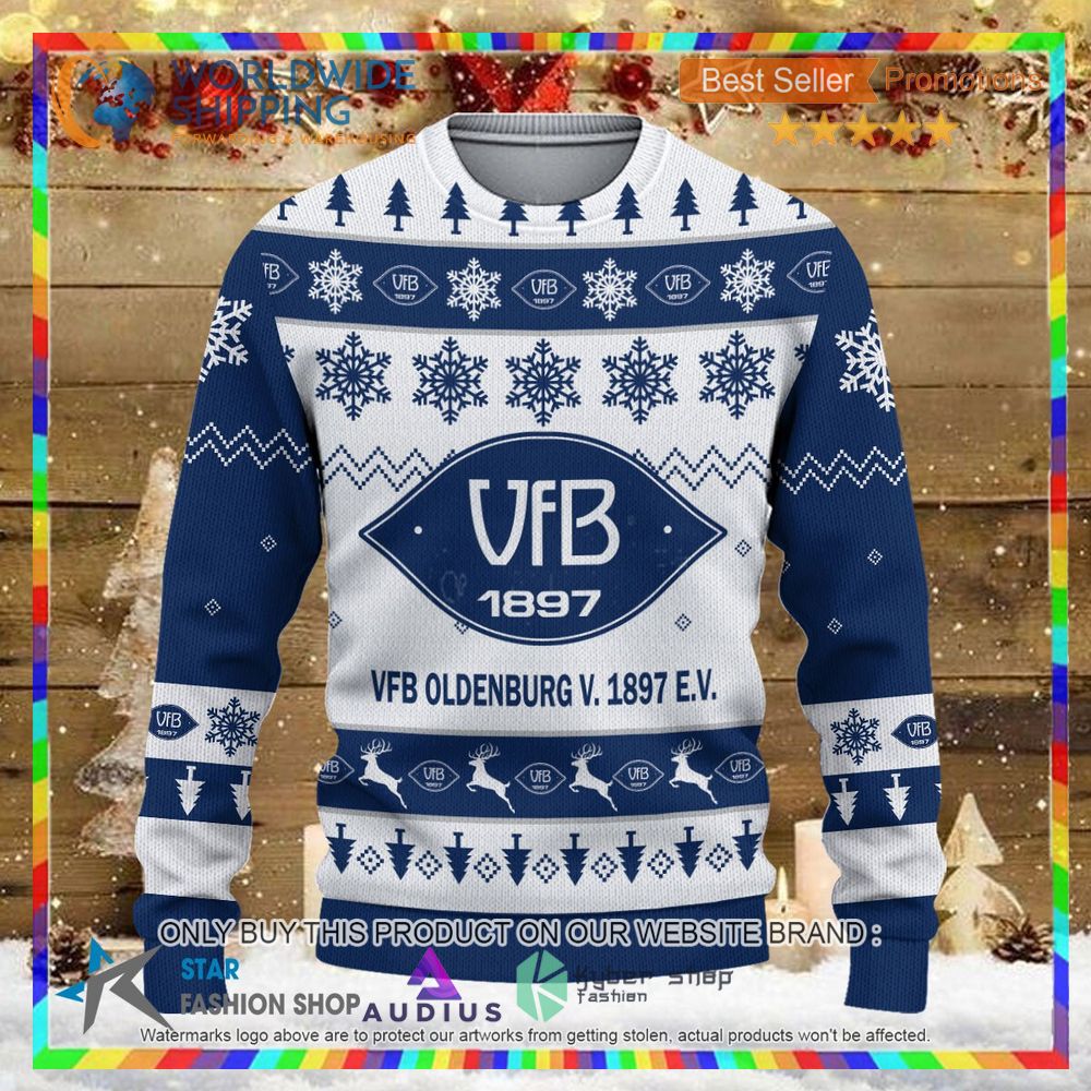 vfb oldenburg v 1897 e v white blue ugly christmas sweater 2 89038