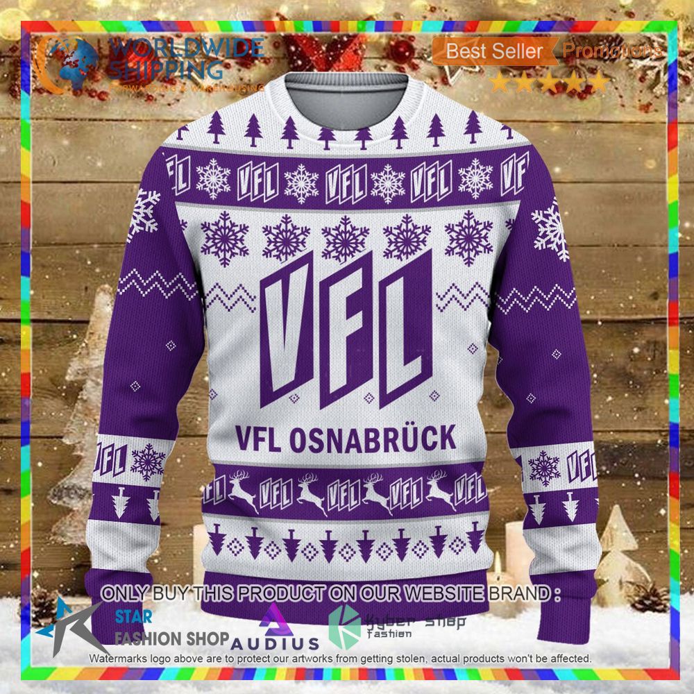 vfl osnabruck white purple ugly christmas sweater 2 28550
