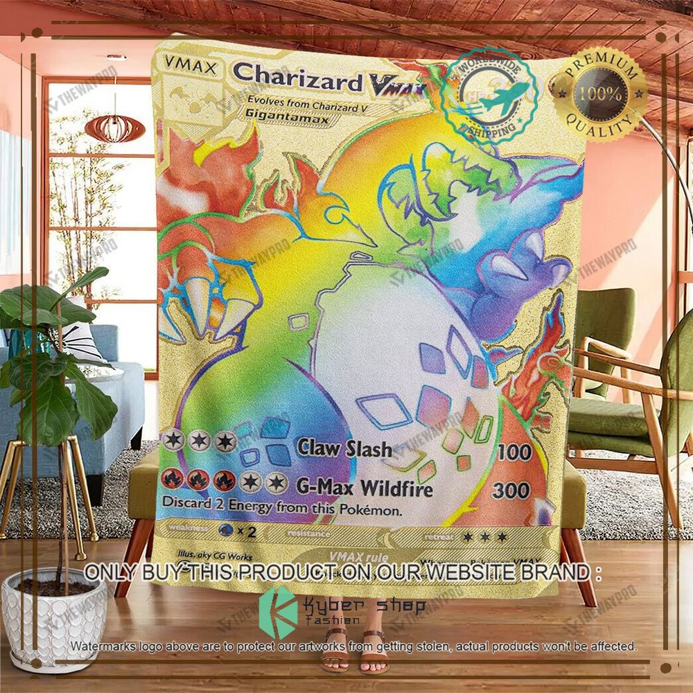 vmax charizard gold card anime pokemon blanket 2 53772
