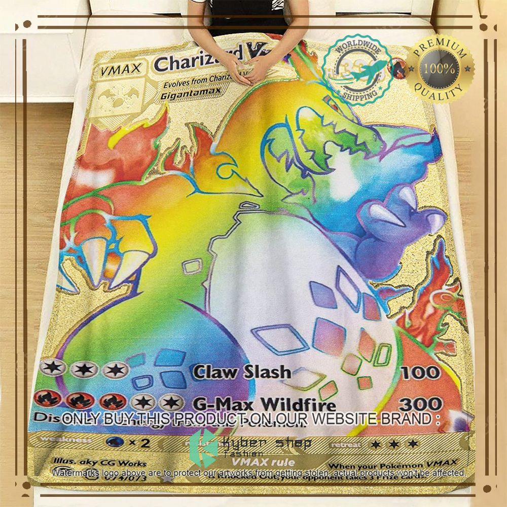 VMAX Charizard Gold Card Anime Pokemon Blanket 3 vmax charizard gold card anime pokemon blanket 3 8238