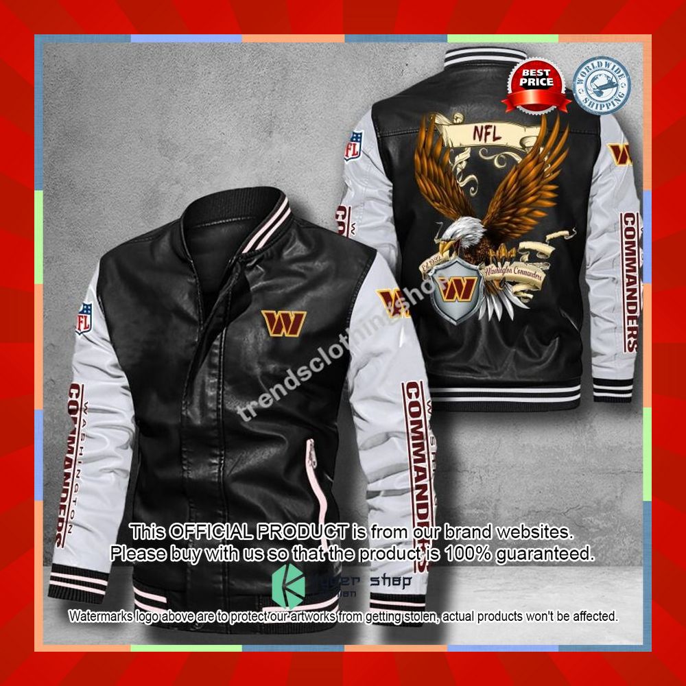 Washington Football Team NFL Eagle Leather Bomber Jacket 18