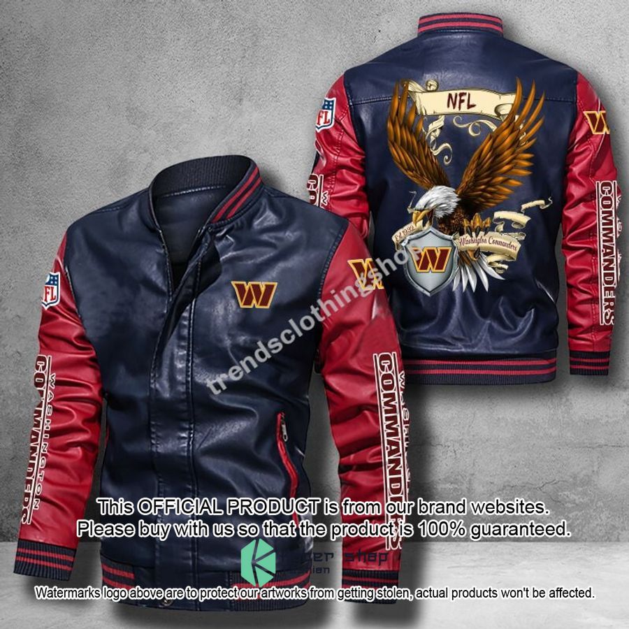 Washington Football Team NFL Eagle Leather Bomber Jacket 15