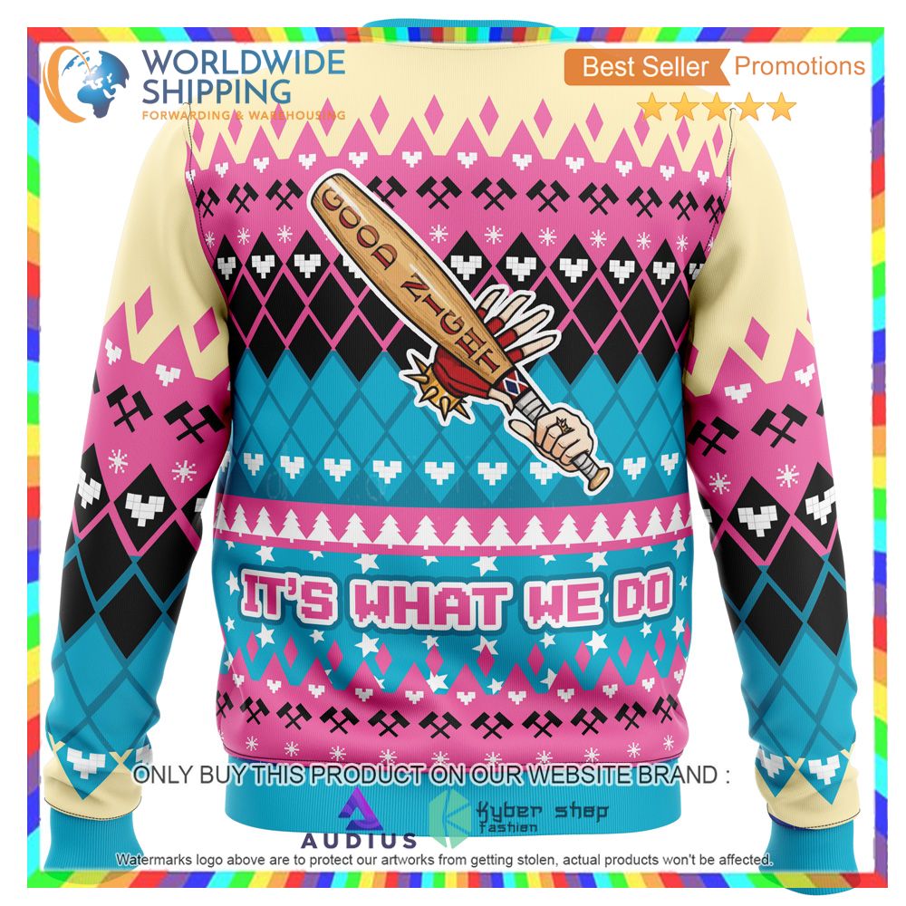 We're Bad Guys Harley Quinn DC Comics Ugly Christmas Sweater 5 were bad guys harley quinn dc comics ugly christmas sweater 5 53137
