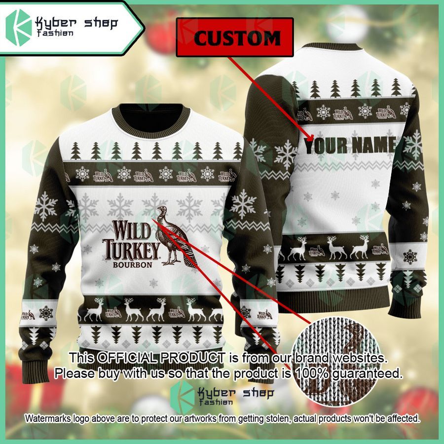 Personalized Wild Turkey Christmas Sweater word1