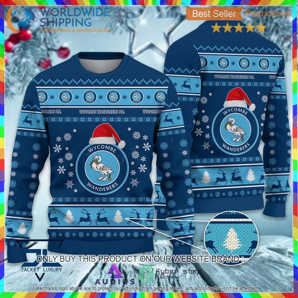wycombe wanderers f c efl ugly christmas sweater 1 3462