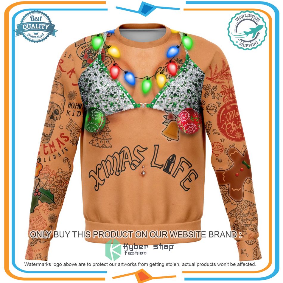 Xmas Life Tatoo Women Bras Christmas Ugly Christmas Sweater 3 Xmas Life Tatoo Women Bras Christmas Ugly Christmas Sweater word1