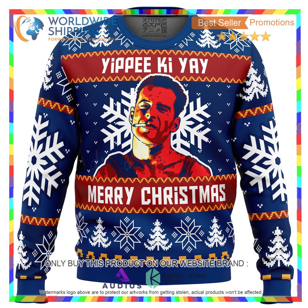 yippee ki yay die hard ugly christmas sweater 2 78284